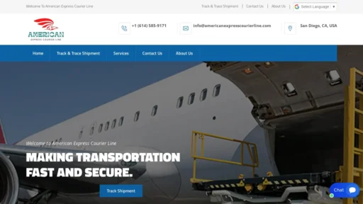 Scam Website Screenshot Americanexpresscourierline.com