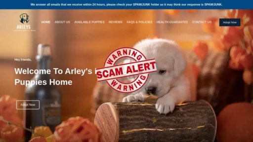 Scam Website Screenshot Arleyslabradorpuppieshome.com