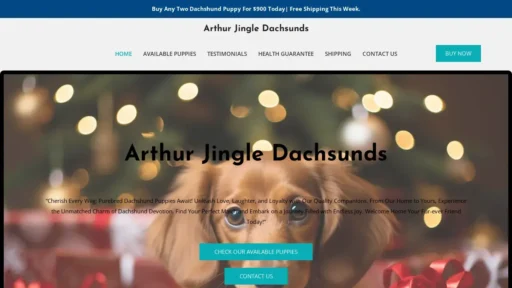 Scam Website Screenshot Arthurjingledachsunds.com