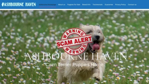 Scam Website Screenshot Ashbournehaven.com