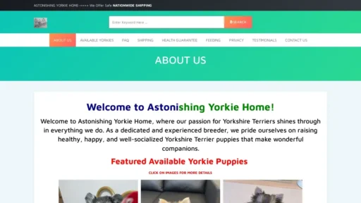 Scam Website Screenshot Astonishingyorkies.com