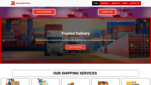 Scam Website Screenshot Australianposttrancelogistics.com