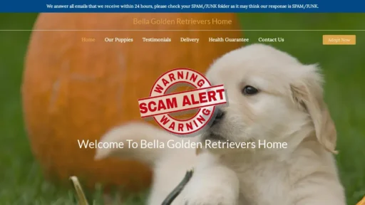 Scam Website Screenshot Bellagoldenretrievershome.com