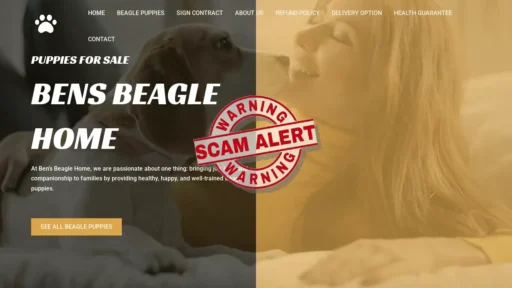 Scam Website Screenshot Bensbeaglehome.com