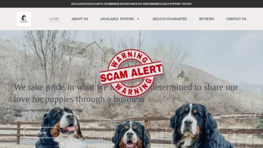Scam Website Screenshot Bernesemountain-bernedoodle.com