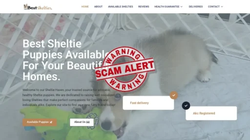 Scam Website Screenshot Bestshelties.com