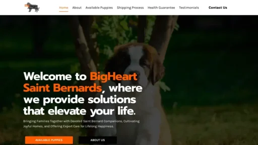 Scam Website Screenshot Bigheartsaintbernards.com