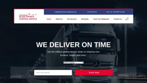 Scam Website Screenshot Blazeexpressshipping.com
