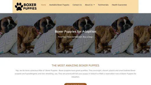 Scam Website Screenshot Boxerpuppiesforadoption.com