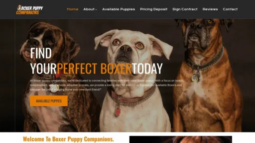 Scam Website Screenshot Boxerpuppycompanions.com