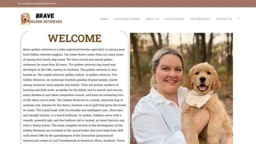 Scam Website Screenshot Bravegoldenretriever.com