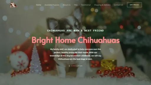Scam Website Screenshot Brighthomechihuahuas.com