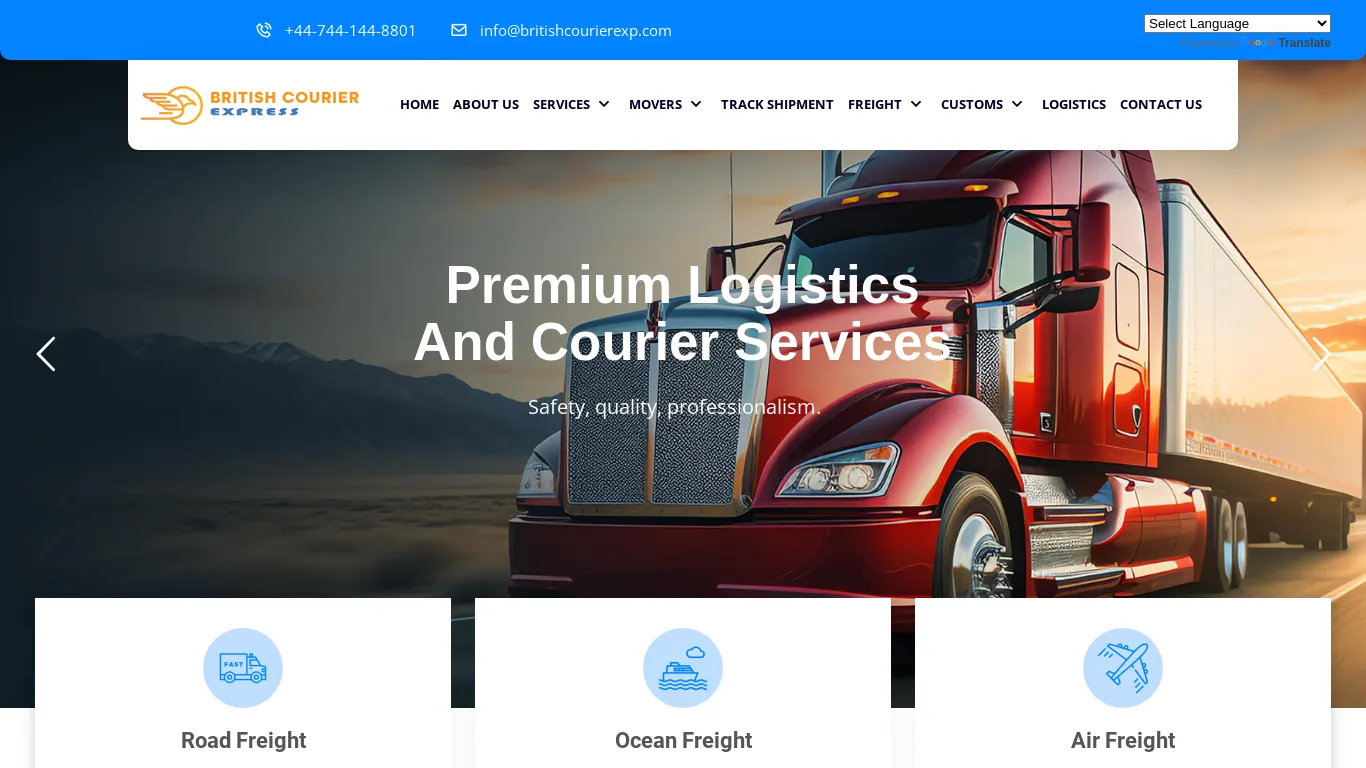 is British Courier Express - Transports and Logistics Company, Express Delivery, Courier & Shipping Services | Worlwide Delivery legit? screenshot