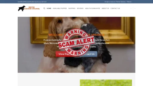 Scam Website Screenshot Britnicockerspaniels.com