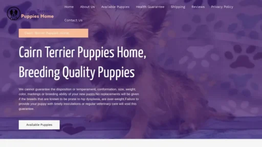 Scam Website Screenshot Cairnterrierpupshome.com