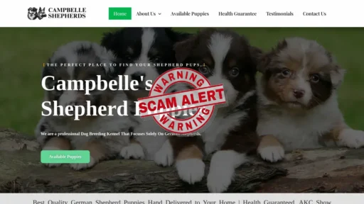 Scam Website Screenshot Campbelleshepherds.com