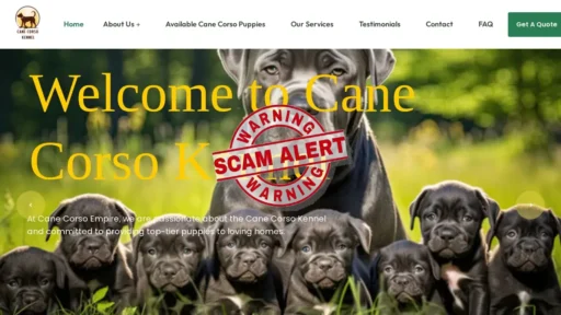 Scam Website Screenshot Canecorsokenel.com