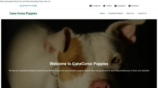 Scam Website Screenshot Canecorsopuppiesforadoption.shop