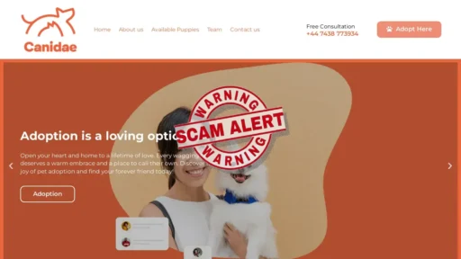 Scam Website Screenshot Canidaepuppy.com