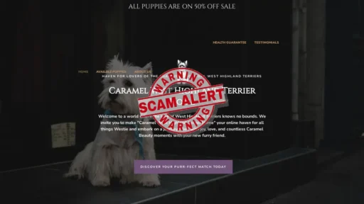 Scam Website Screenshot Caramelwesthighlandterrier.com
