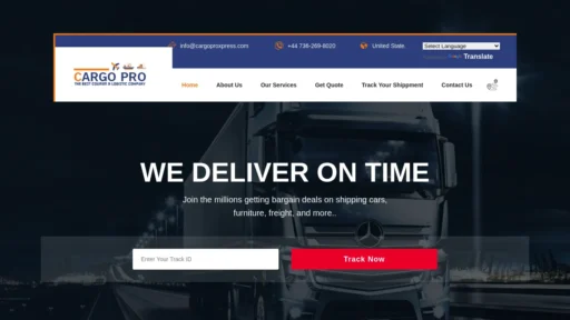 Scam Website Screenshot Cargoproxpress.com
