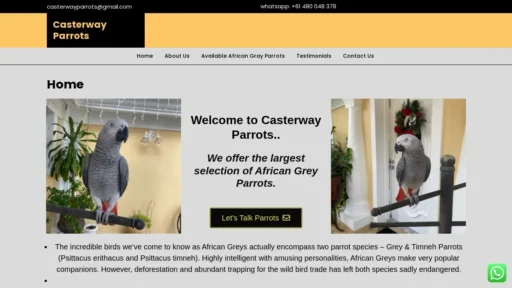 Scam Website Screenshot Casterwayparrotshome.com