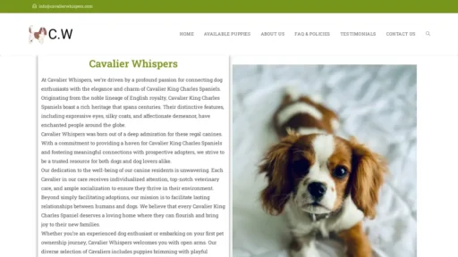Scam Website Screenshot Cavalierwhispers.com