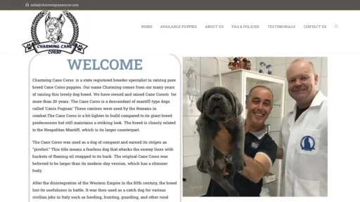 Scam Website Screenshot Charmingcanecorso.com