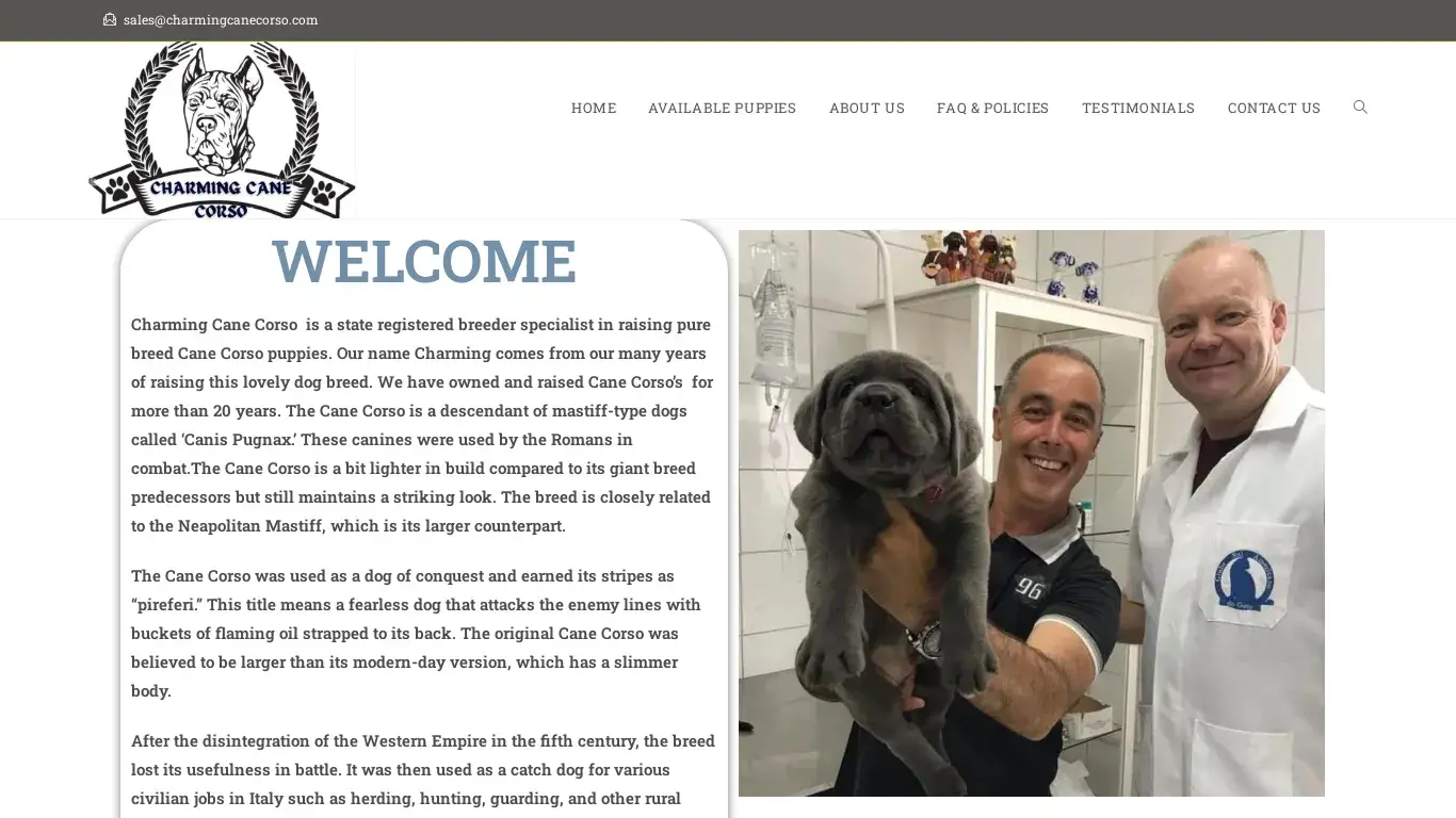 is Charming Cane Corso – Licensed Cane Corso Breeders legit? screenshot