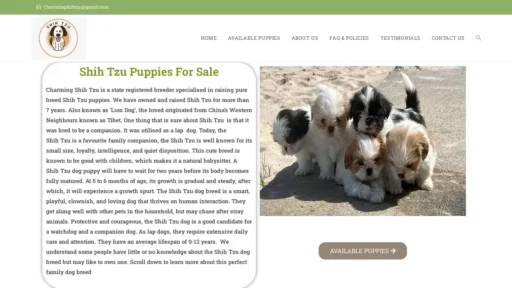 Scam Website Screenshot Charmingshihtzu.com