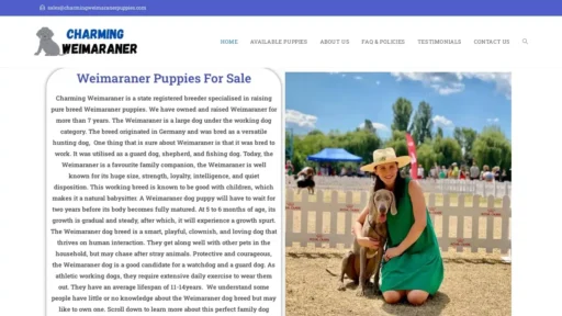 Scam Website Screenshot Charmingweimaranerpuppies.com