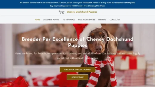 Scam Website Screenshot Cheneydachshundpuppies.com