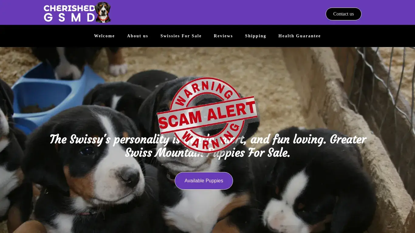 Scam Website Screenshot Cherishedgsmd.com