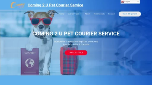 Scam Website Screenshot Coming2upetcourierservice.com