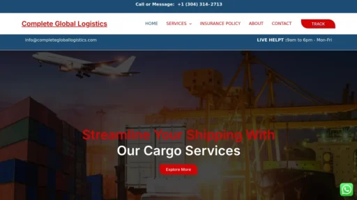 Scam Website Screenshot Completegloballogistics.com