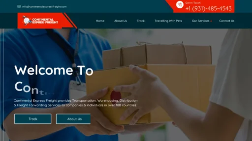 Scam Website Screenshot Continentalexpressfreight.com