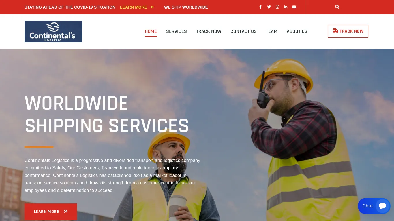 is Continentals Logistics – WORLDWIDE SHIPPING SERVICES Continentals Logistics is a progressive and diversified transport and logistics company committed to Safety, Our Customers, Teamwork and a pledge to exemplary performance. Continentals Logistics has established itself as a market leader in transport service solutions and draws its strength from a customer-centric focus, our employees and a determination to succeed. legit? screenshot