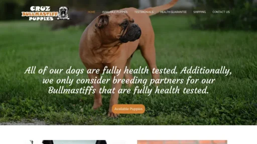Scam Website Screenshot Cruzbullmastiffpuppies.com