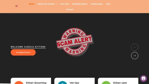 Scam Website Screenshot Cuddleskittens.com