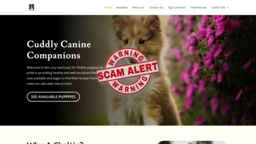 Scam Website Screenshot Cuddlycaninecompanions.com