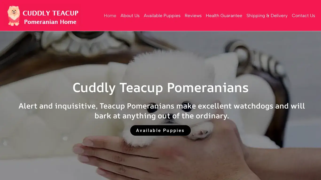 Scam Website Screenshot Cuddlyteacuppomeranians.com