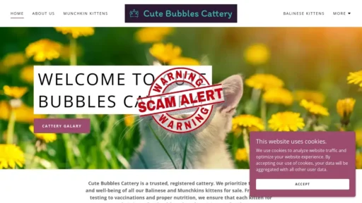 Scam Website Screenshot Cutebubblescattery.com