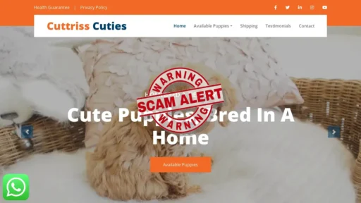 Scam Website Screenshot Cuttrisscuties.online