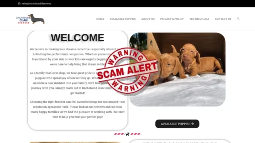 Scam Website Screenshot Dachshundclan.com