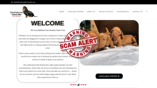 Scam Website Screenshot Dachshundloversclan.com