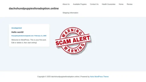Scam Website Screenshot Dachshundpuppiesforadoption.online