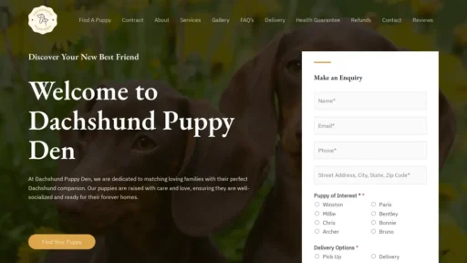 Scam Website Screenshot Dachshundpuppyden.com