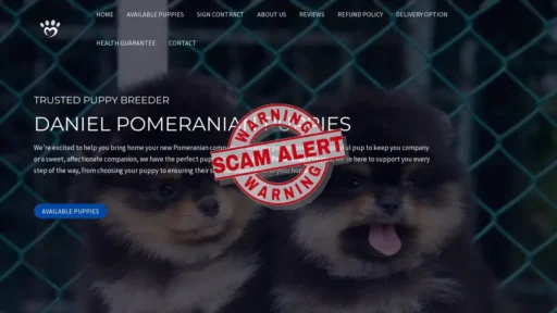 Scam Website Screenshot Danielpomeranianpuppies.com