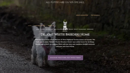 Scam Website Screenshot Delightwestiebreedeshome.com