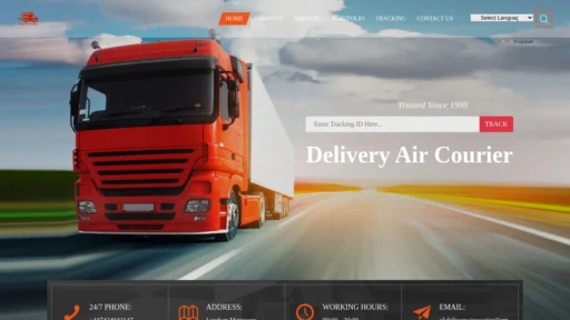 Scam Website Screenshot Deliveryaircourierr.com